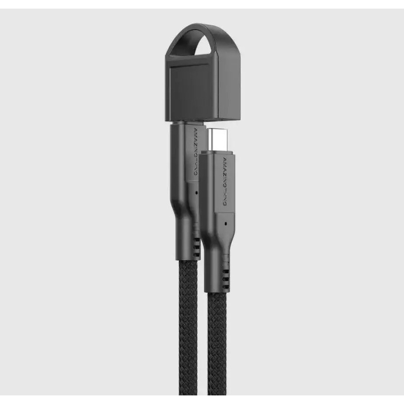 AMAZINGTHING , AT THUNDER PRO WITH HOLDER USB-C TO USB-C , 5.0A 240 W GEN2 , 20 CM , BLACK , THC0.2MBK