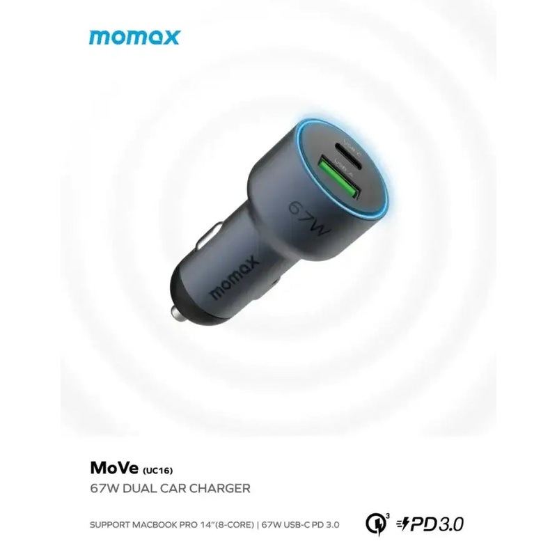 momax 67W dual-port car charger (Bundle with DC21) Space Grey UC16GSCMoVe
