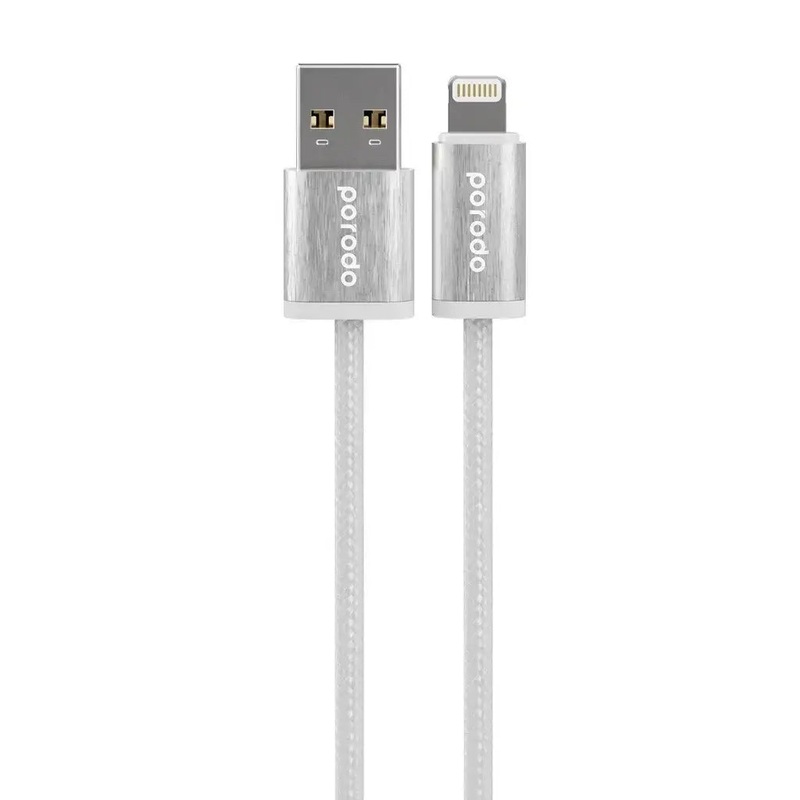Porodo Woven 2.4A USB A to Lightning Cable 1.2M – White