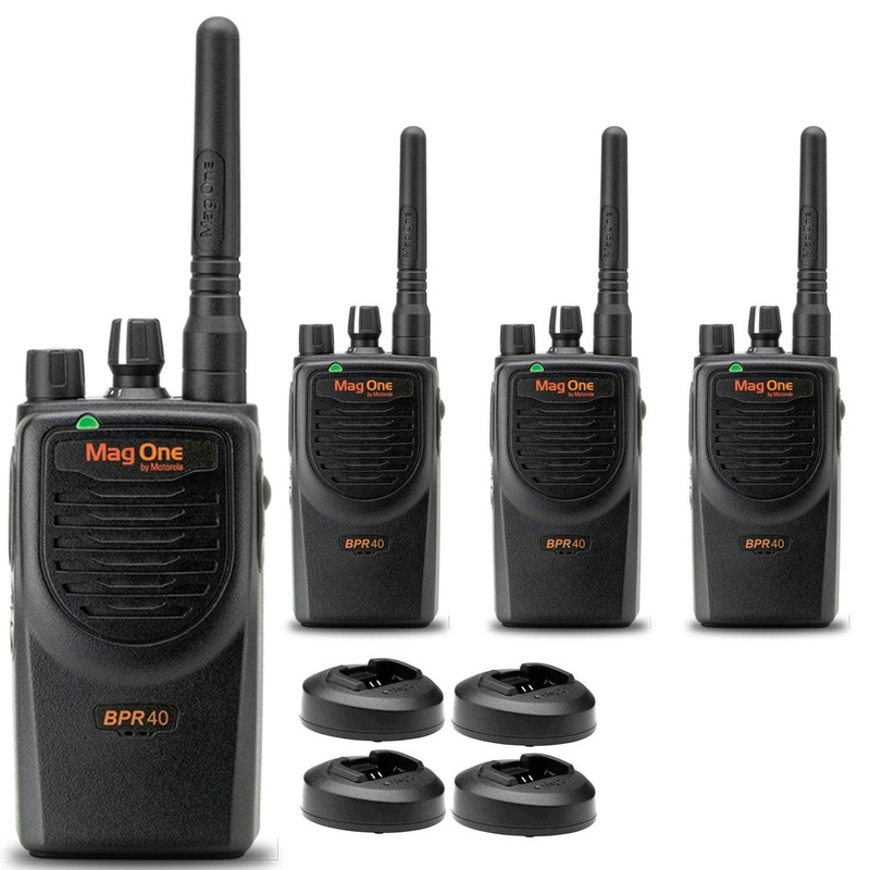 4 x Motorola BPR40 Mag One Series 4W 8-Channel UHF Two-Way Radio – Bundle