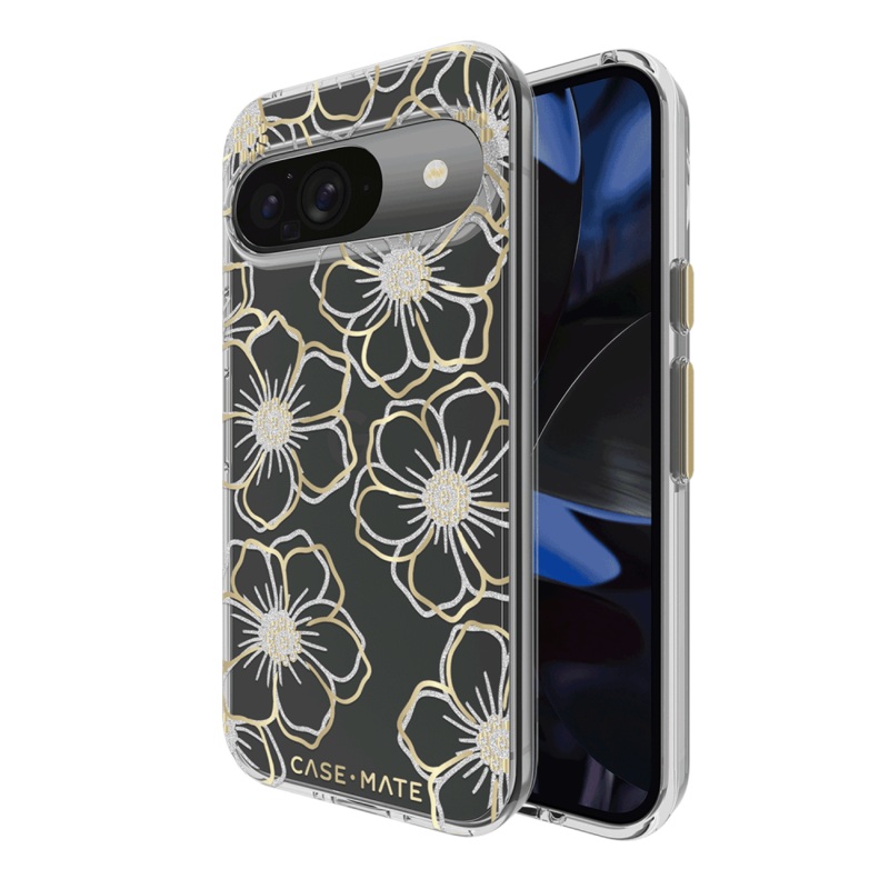 Case-Mate Floral Gems Case for Google Pixel 9 / Pixel 9 Pro / Pixel 10 / Pixel 10 Pro Gold