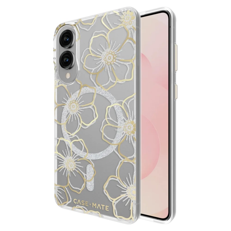 Case-Mate – Floral Gems Case with Magnet for Samsung Galaxy S25 Edge (Gold)