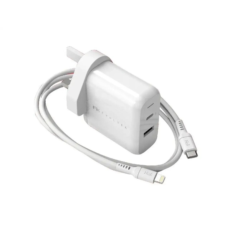 Feeltek Fast Charging Dual Pack (Elec PD UK Charger 30W + USB-C to Lightning Cable 180 cm) – White