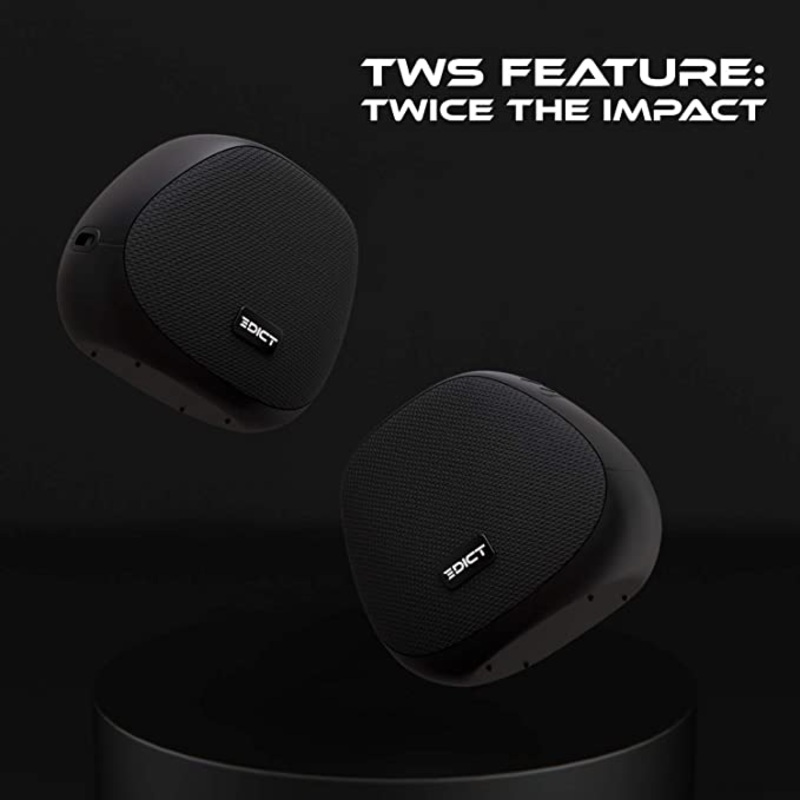 (Open Box) EDICT by Boat ESP01 Portable Wireless Speaker Bluetooth Built-in Mic, TWS, IPX4 Water Resistance, Black