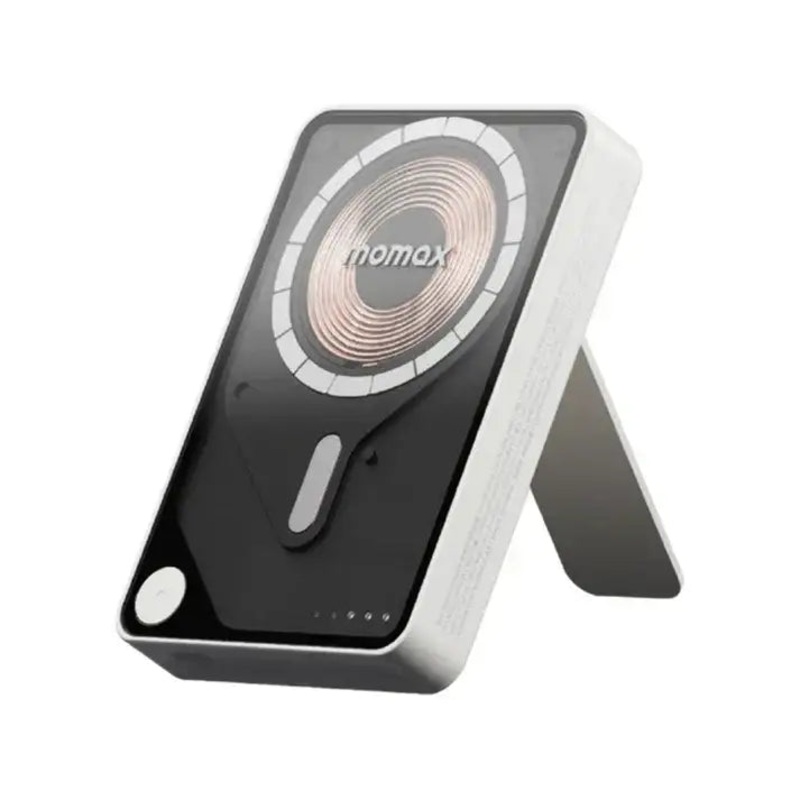 IP131HKW | Momax 1-PowerXProMagneticWirelessBatteryPack| 5000mAhwithStandandBuilt-inUSB-CCable| White