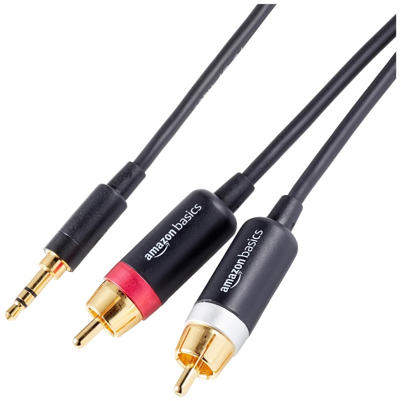 (Open Box) amazon basics 3.5Mm To 2-Male Rca Adapter Cable – 25 Feet, Black