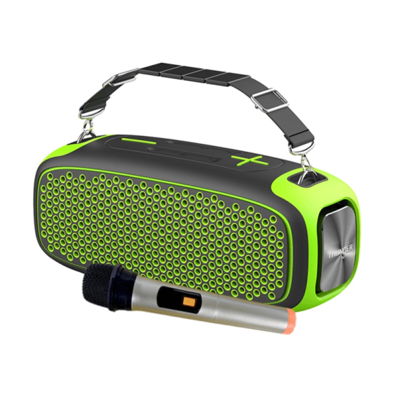 Wiwu p16 max wireless speaker with wireless microphone  black + yellow green