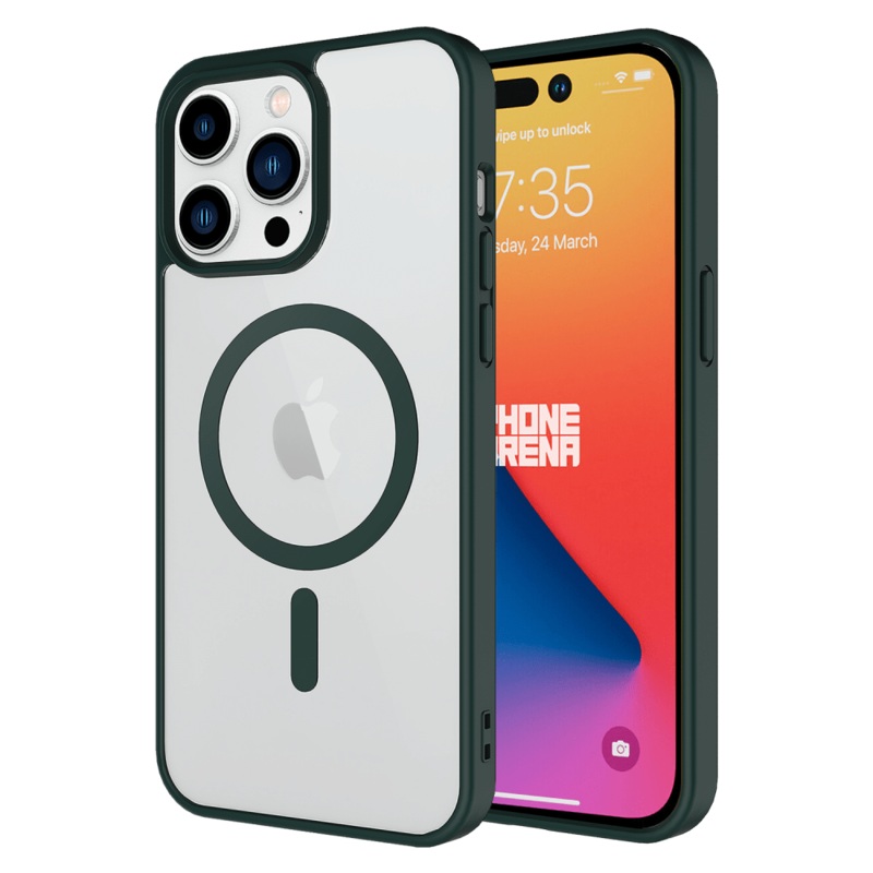 AMPD TPU / Acrylic Hard Shell MagSafe Case with Colored Bumper for Apple iPhone 15 Pro Max
