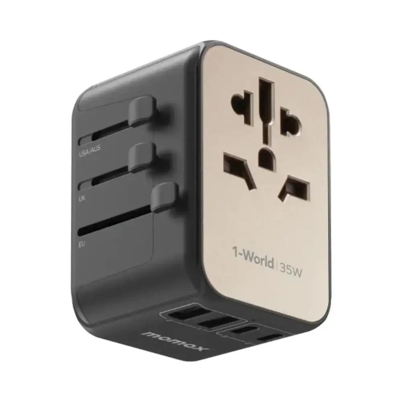 UA22L2 | Momax 1-World270W5-PortUSB-CACTravelAdaptor| DesertTitanium