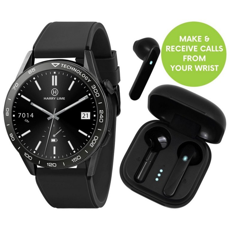 Harry Lime Black Calling Smart Watch and Wireless Earbud Set