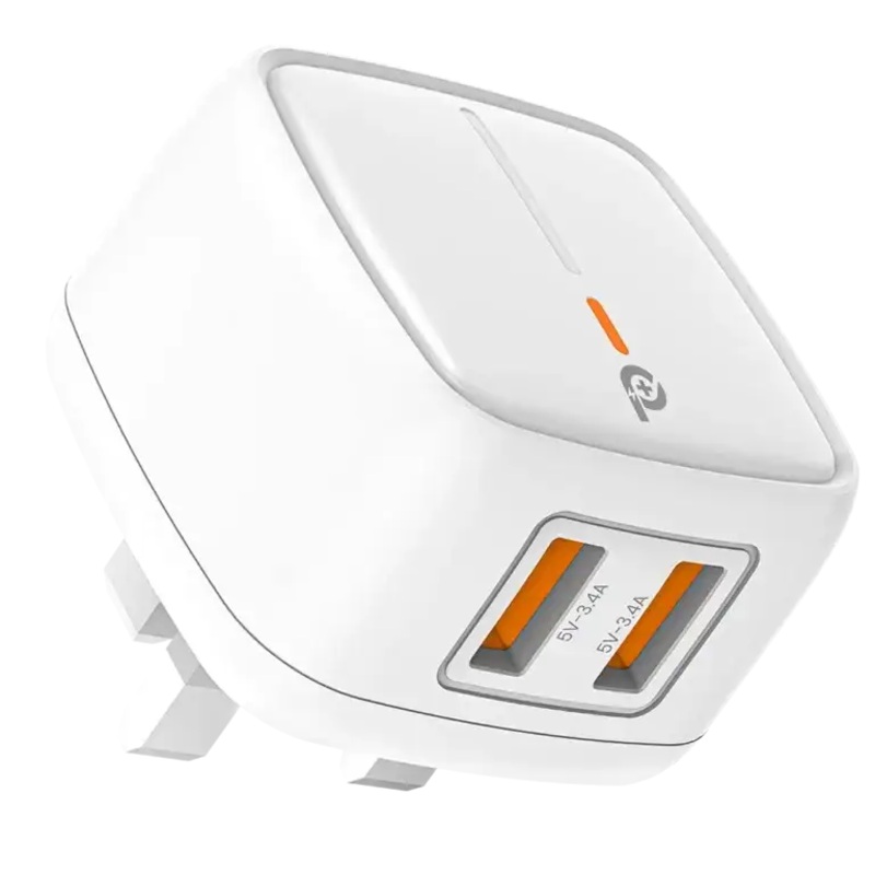 TC24UK-WH Powero+ British Dual USB 3A Adapter