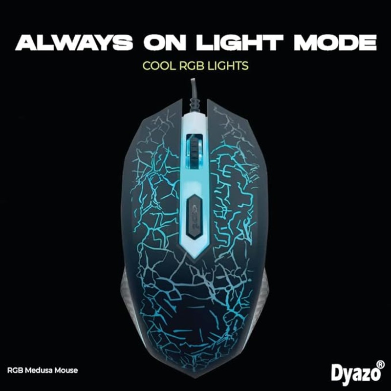 (With Scratch) Dyazo Wired Gaming Keyboard and Mouse Combo Static RGB Static Light (only 2 Modes on & Off) for Windows Compatible for PC, Laptop (Black)