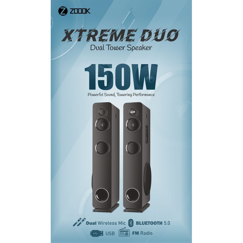 ZOOOK XTREME DUO 150W Dual Tower Speaker