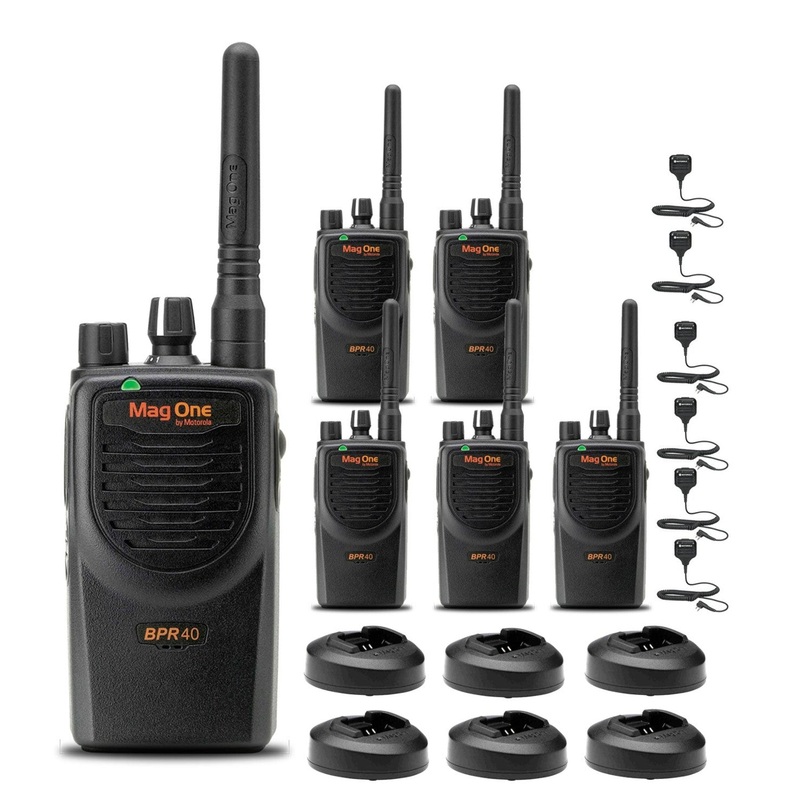 6 x Motorola BPR40 Mag One Series 4W 8-Channel UHF Two-Way Radio – Bundle