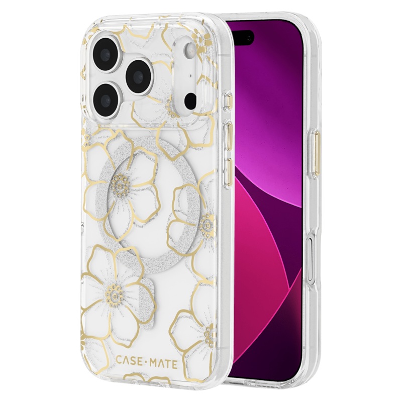 Case-Mate – Floral Gems MagSafe Case for Apple iPhone 17 Pro – Gold