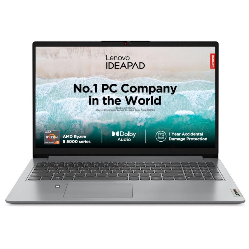 (BRAND REFURBISHED)Lenovo IdeaPad Slim 1 AMD Ryzen 5 5500U 15.6 HD Thin and Light Laptop (16GB/512GB SSD/Windows 11 Home/MS Office 2021/1Yr ADP Free/Cloud Grey/1.61Kg), 82R400ERIN
