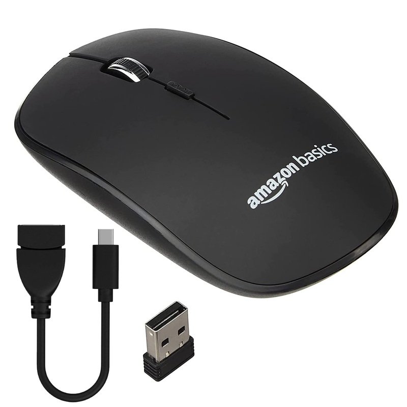 (Open Box) AmazonBasics Wireless Mouse | 2.4 GHz Connection, 1600 DPI | Type – C Adapter | Upto 12 Months of Battery Life | Ambidextrous Design | Suitable for PC/Mac/Laptop