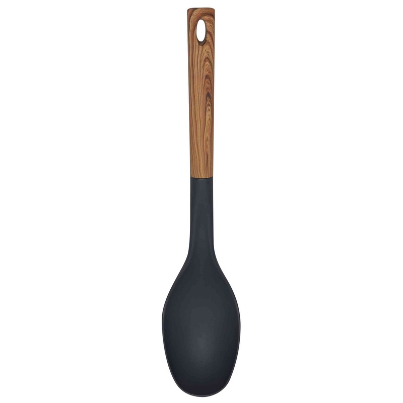 Bene Casa – Black Spoon with Wood Like Handle, Heat Resistant