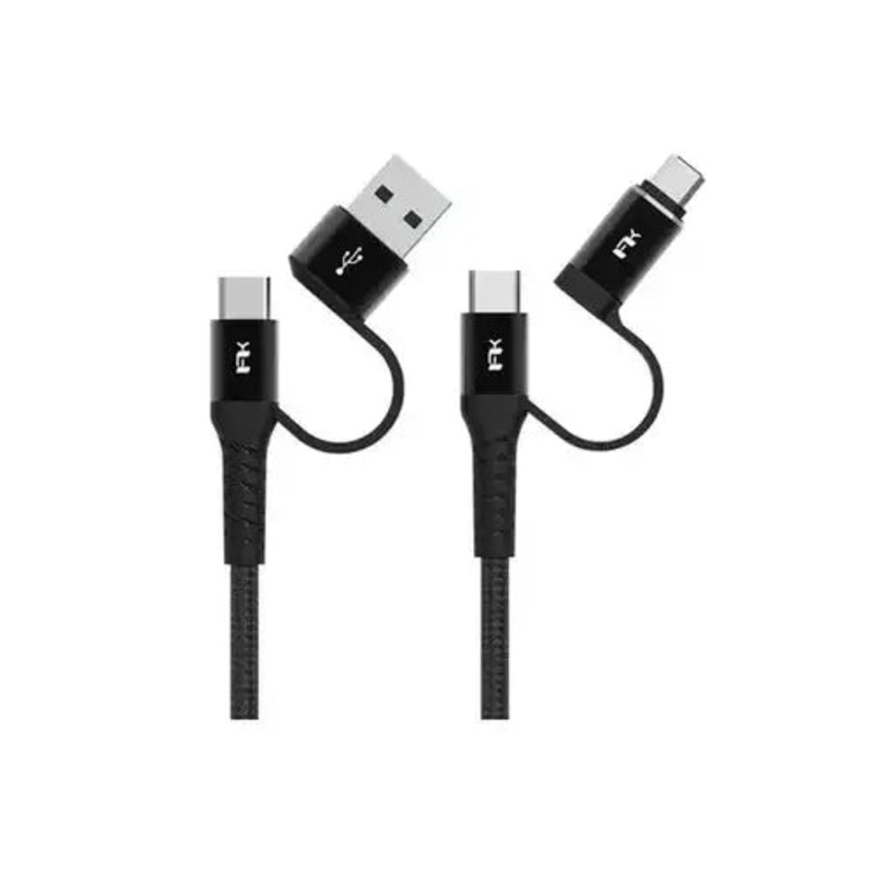 Feeltek Fast Charging Multi-Plug Cable 200 cm (Braid + Metallic) – Black