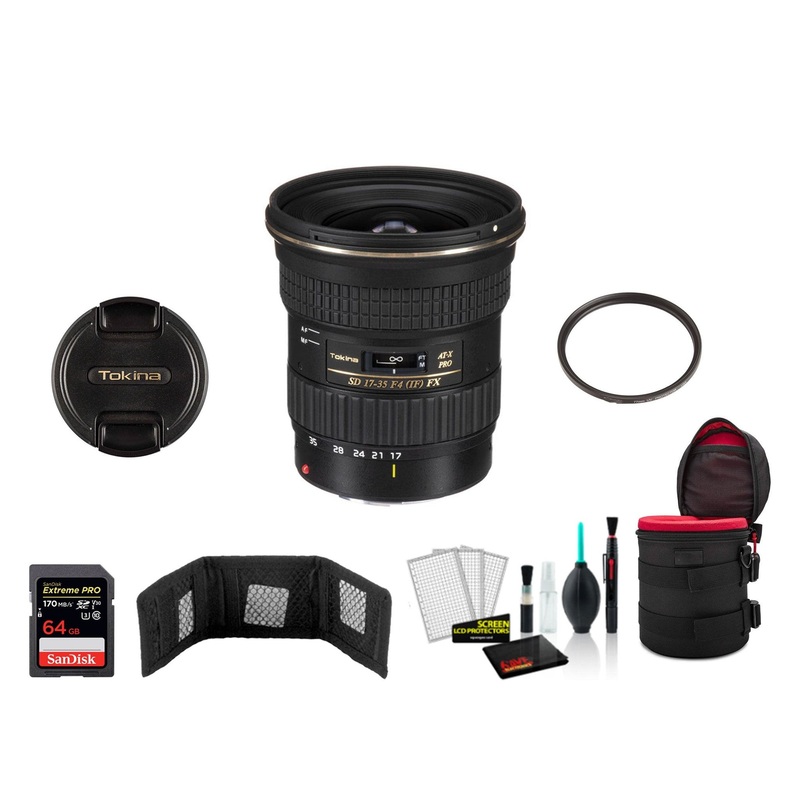 Tokina 17-35mm f/4 Pro FX Lens for Canon – with 64GB Memory Card (International Model)