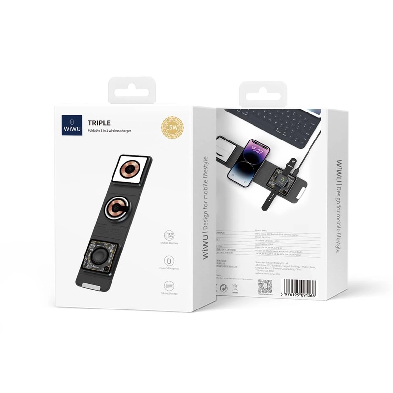 WiWU Foldable 3 in 1 Wireless Charger