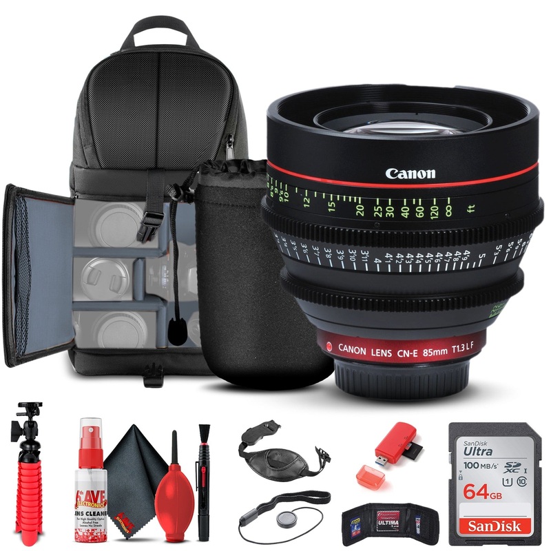 Canon CN-E 85mm T1.3 L F Cine Lens (6571B001) + BackPack + 64GB Card + More