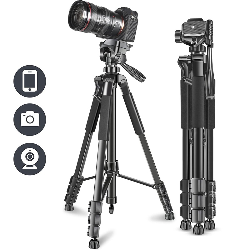(Open Box) Adofys 70 Aluminium Camera Tripod with Travel Bag and Phone Holder |Operating Height: 70 inch | Maximum Load Capacity up to 5kg | Compatible with All Cameras, Cell Phones, Projector, Webcam