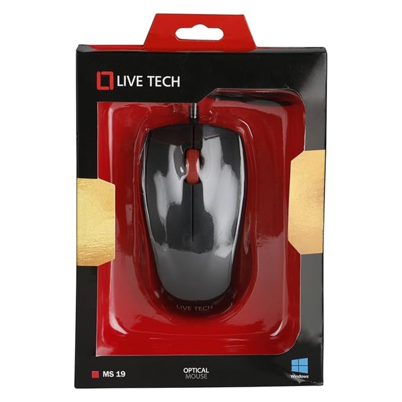 (Open Box) Live Tech MS-19 USB Wired Black Color Optical Mouse