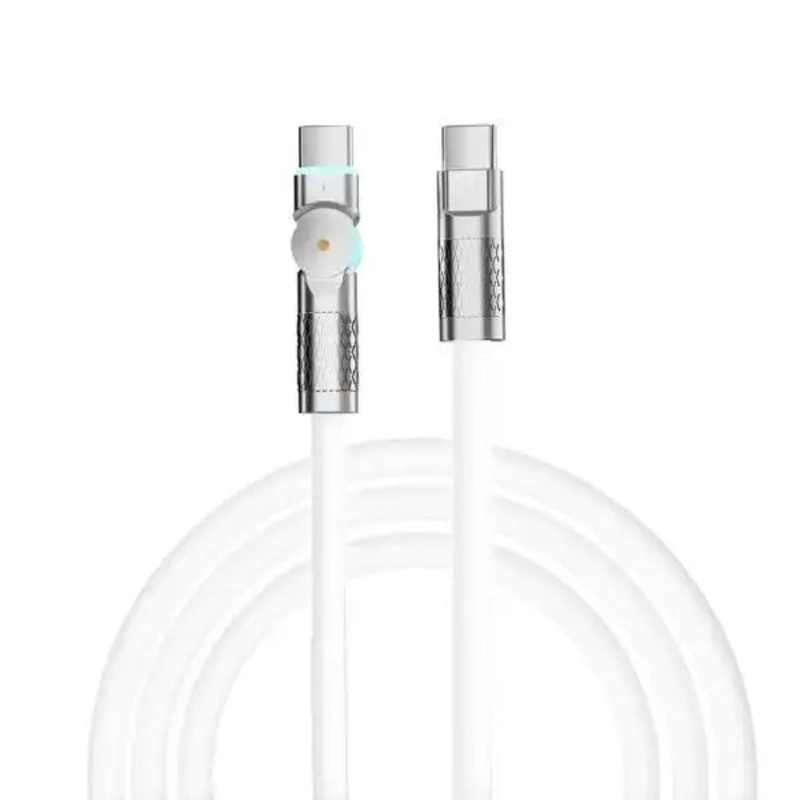 Porodo High-Speed Rotating Connector USB-C To USB-C Cable Data & Fast Charge 1M White   PD-SHR100WC-W