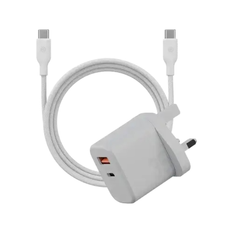 BAZIC GOPORT VELOX BUNDLE- 1C1A CHARGER 35W(UK) WITH WEAVE CABLE – VANILLA