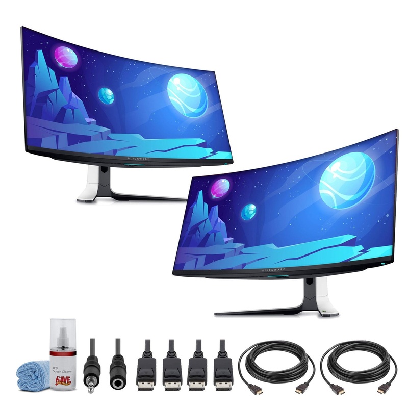 2 x Dell Alienware AW3423DW 34.2 1440p HDR 175 Hz Curved Gaming Monitor (Lunar Light) + More