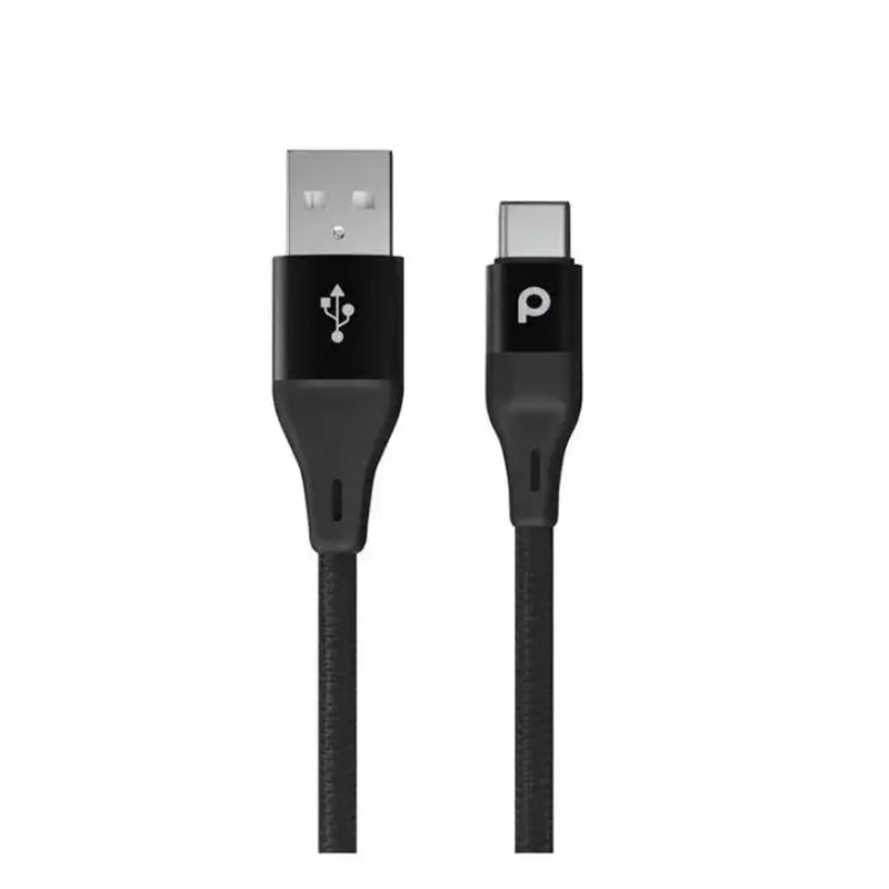 Porodo PD-ACBR12-BKPorodo Braided USB-A to Type-C (3A 1.2m)Black
