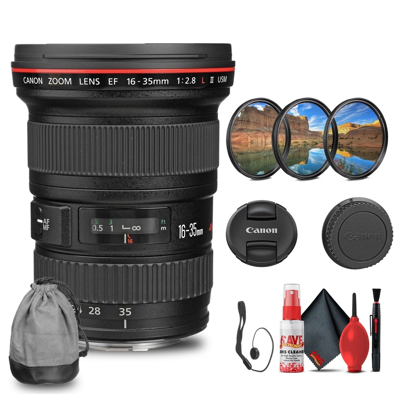 Canon EF 16-35mm f/2.8L II USM Lens with Filter kit + Cleaning Kit + Cap Keeper –