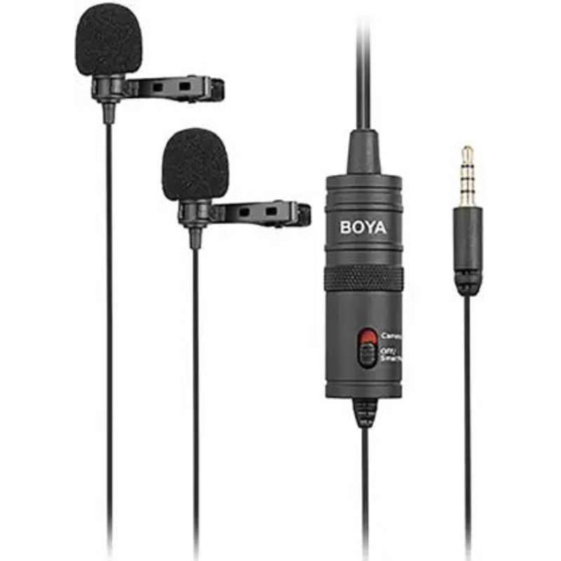 (Open Box) BOYA By-M1DM Dual omni-directional Lavalier with furry Windscreen Microphone