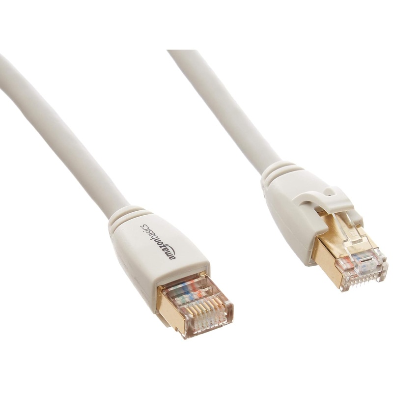 (Open Box) Amazon Basics RJ45 Cat7 Network Ethernet Patch/LAN Cable for Security Camera – 25 Feet, White