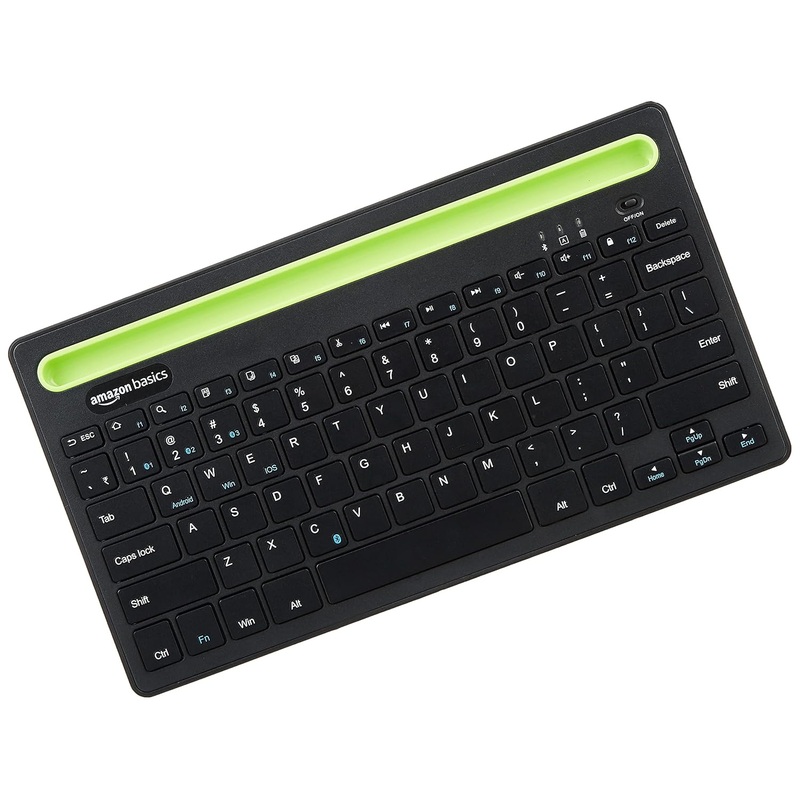 (Open Box) amazon basics Wireless Bluetooth Multi-Device Keyboard for Windows, Apple iOS Android or Chrome, Compact Space-Saving Design, for PC/Mac/Laptop/Smartphone/Tablet (Black)