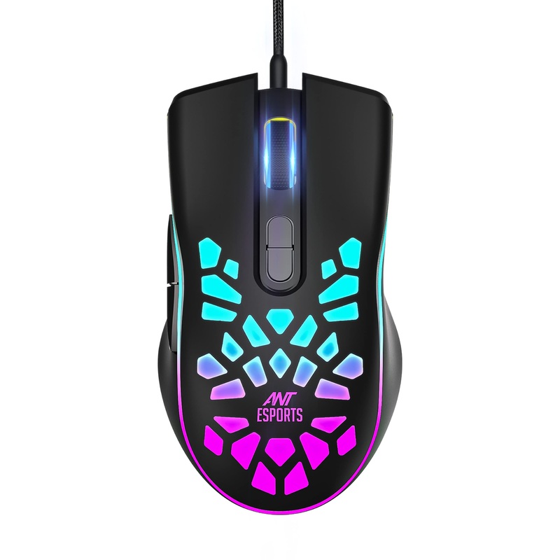 (Open Box) Ant Esports GM80 USB RGB Wired 6 Programmable Buttons, 3200 DPI Adjustable, Optical Gamer Gaming Mice Gaming Mouse with Multicolour LED Lights – Black