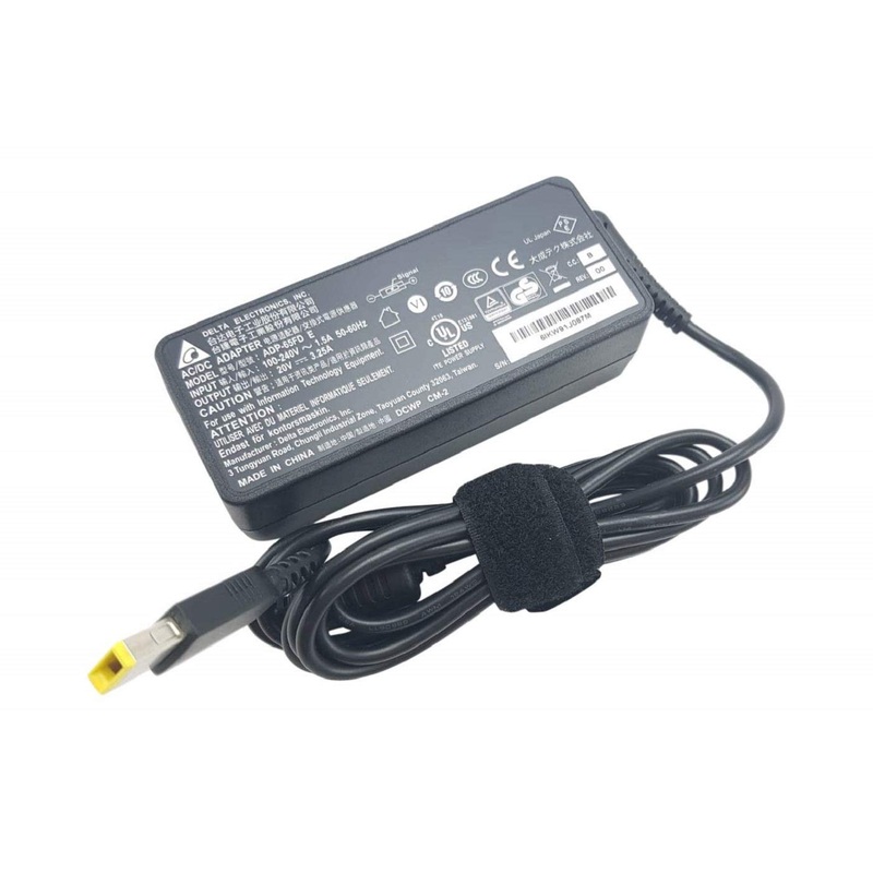 (OPEN BOX)Lenovo 65W USB Slim Tip Rectangular pin Laptop Adapter/Charger with Power Cord for Select Models of Lenovo Laptops (888015000, Black)