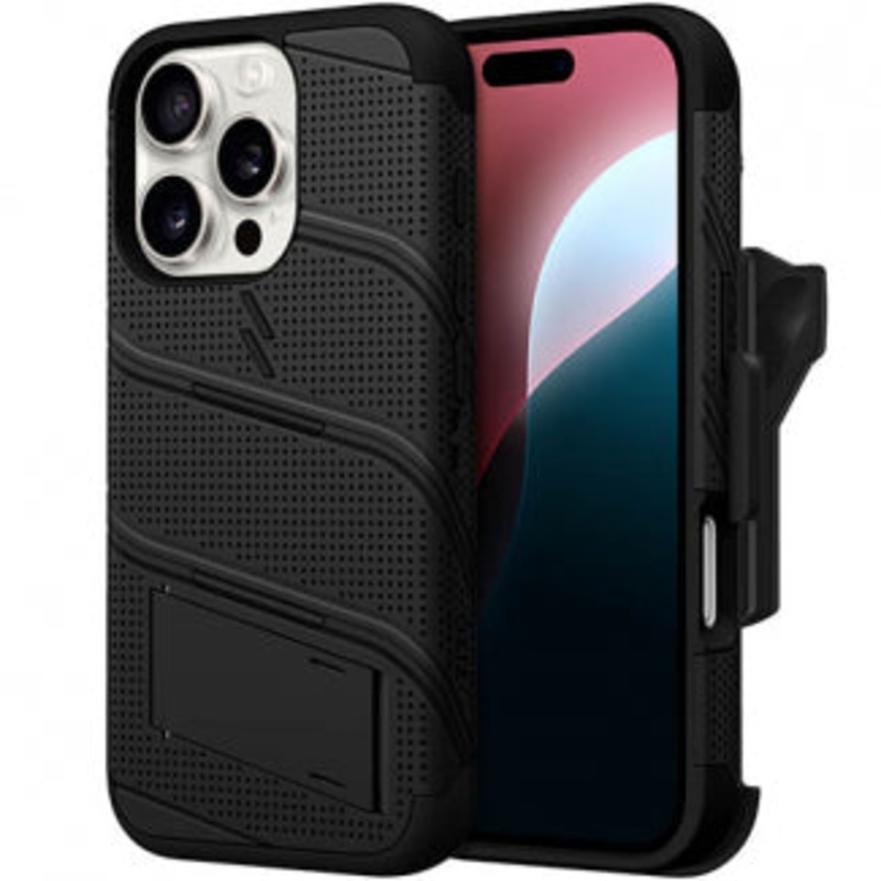 ZIZO BOLT Bundle iPhone 16 Pro Case with Tempered Glass – Black