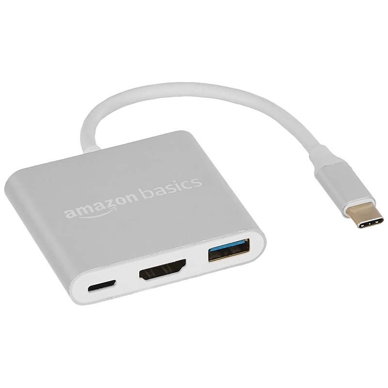 (Open Box) Amazon Basics 3 in 1 Type C USB Port Hub, Hd 4K Hdmi with Pd Charging, USB 3.0, Compact Extension Adapter, Aluminium Case (Grey)