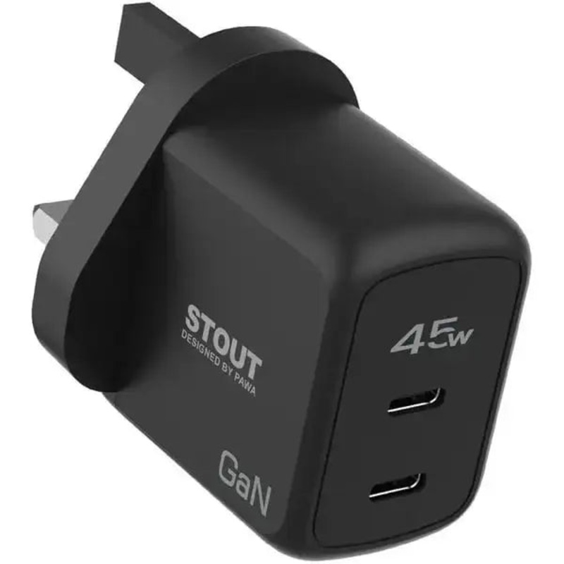 Pawa Stout Gan Travel Charger With Single PD port 25W-Black PW-GN25UK-BK
