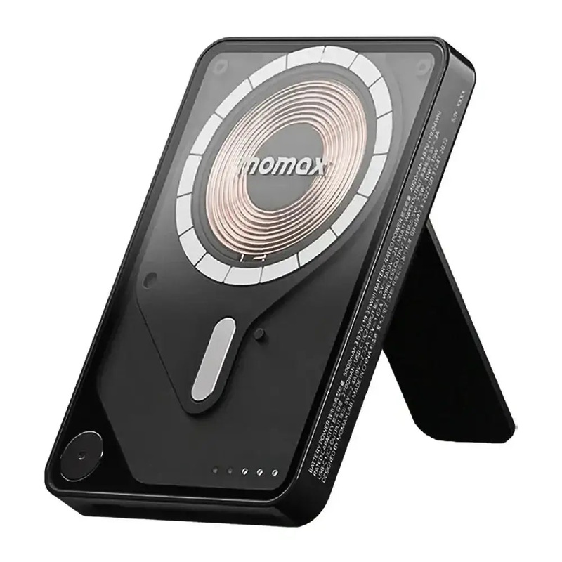 IP131HKD | Momax 1-PowerXProMagneticWirelessBatteryPack| 5000mAhwithStandandBuilt-inUSB-CCable| Black