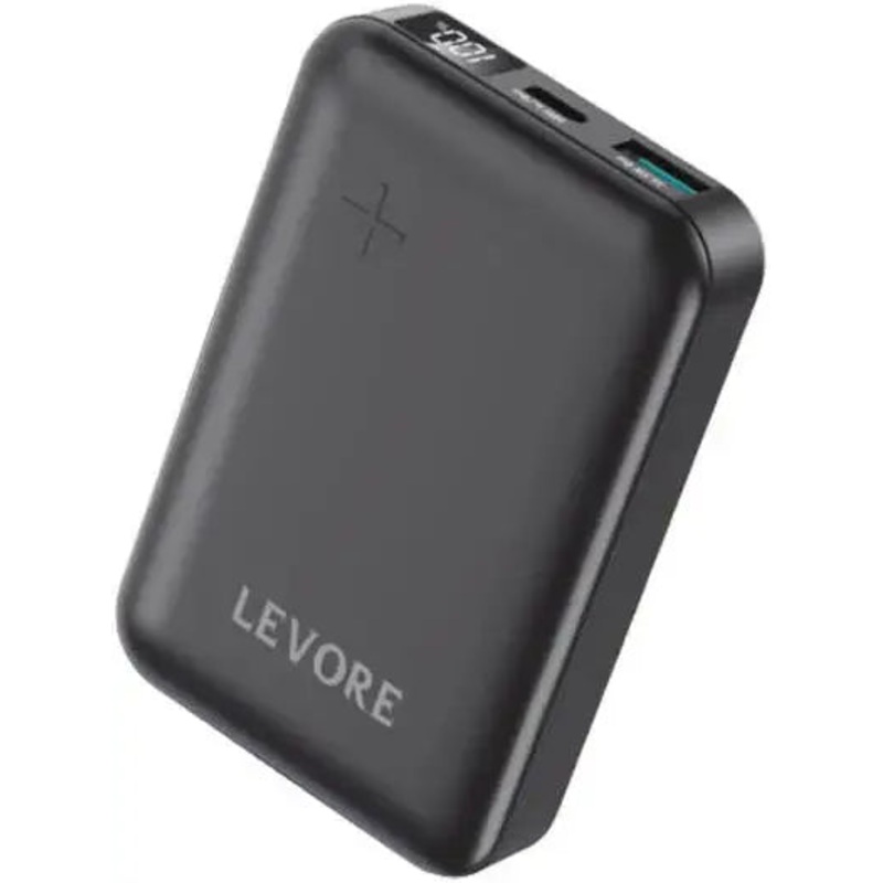 Levore PowerBank 10000mAh, Fast Charging with USB-A PD22.5W and USB-C PD20W – Black – LP221-BK
