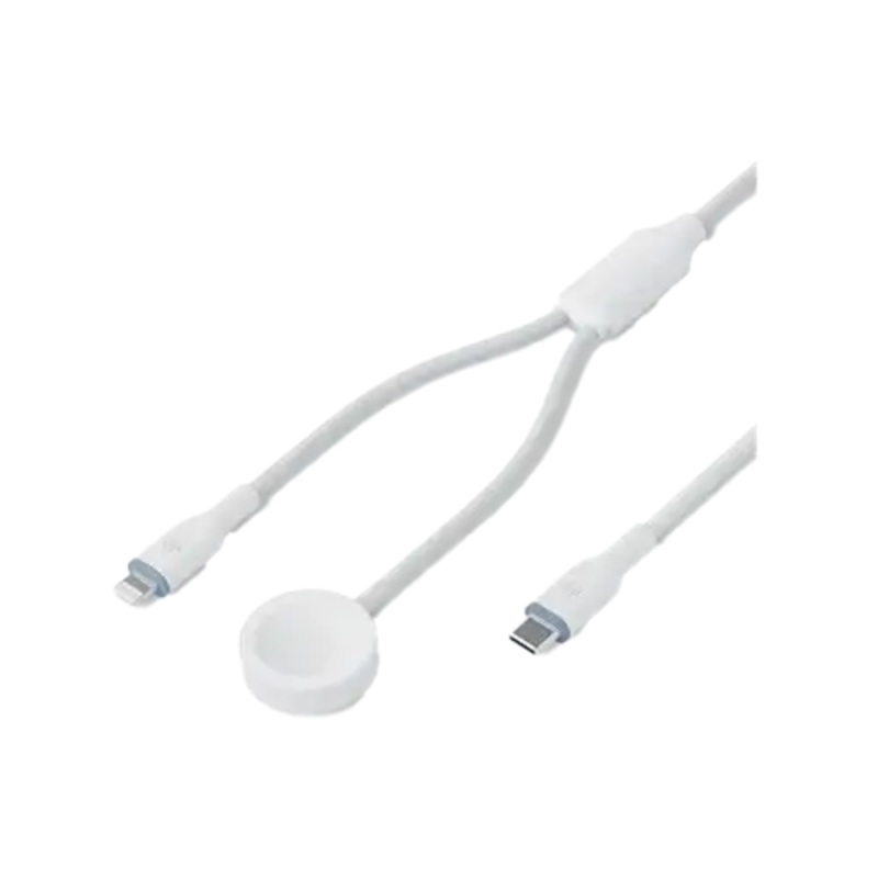 BAZIC GOCHARGE DEUCE CABLE- USB-C TO LIGHTNING WITH WATCH CHARGER 1.8M- WHITE