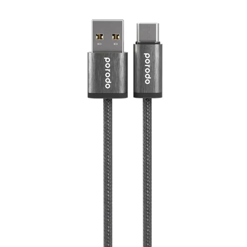 Porodo Woven 3A USB-A to Type-C Cable 1.2M – Black