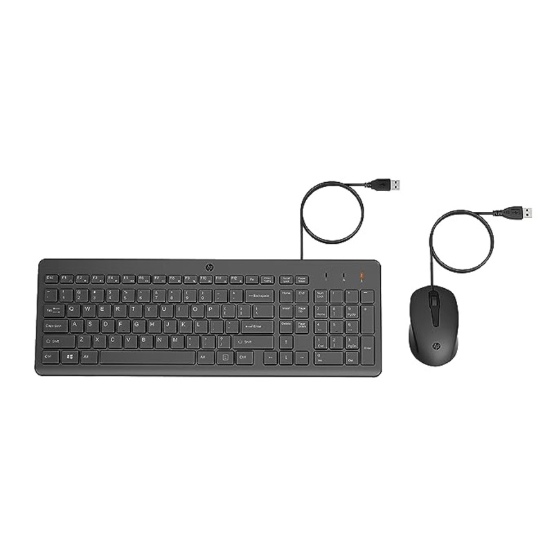 (With Scratch) HP 150 Wired Keyboard and Mouse Combo with Instant USB Plug-and-Play Setup, 12 Shortcut Keys, 6 Adjustable Slope Keyboard and 1600 DPI Optical Sensor Mouse (3-Years Warranty, 240J7AA)