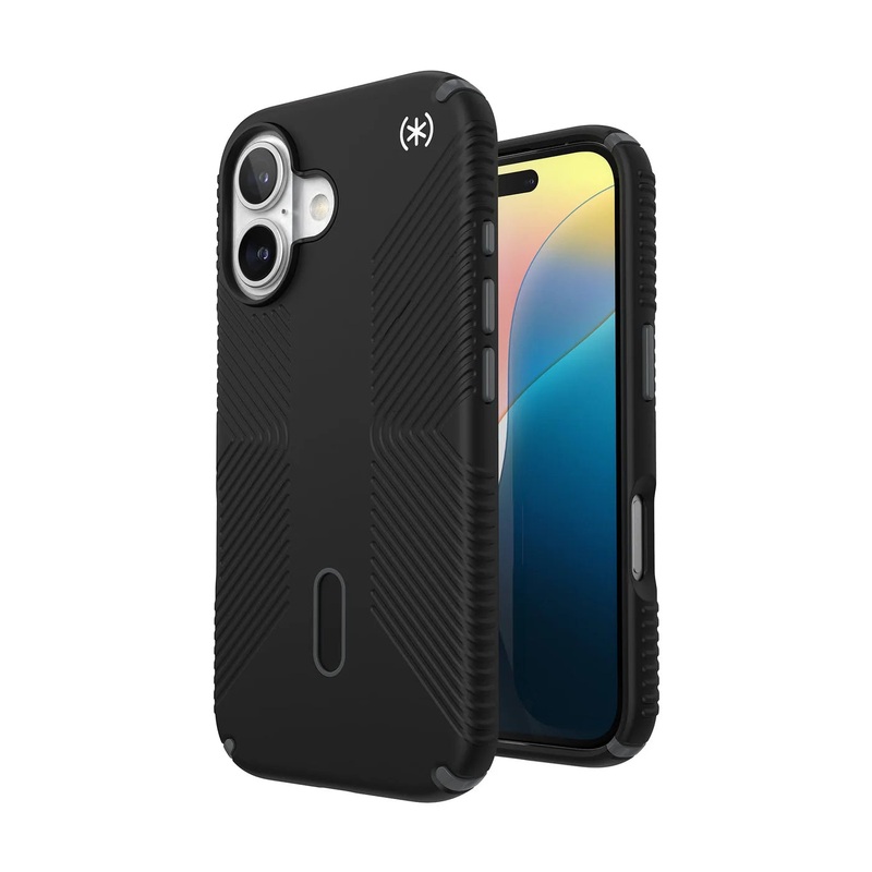 Speck – Presidio Perfect Clear Grip Case with ClickLock for Apple iPhone 16 – Black
