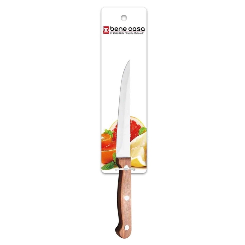 Bene Casa Chef knife with rosewood handle, stainless steel blade, full tang and triple riveted handle 5 Utility Knife