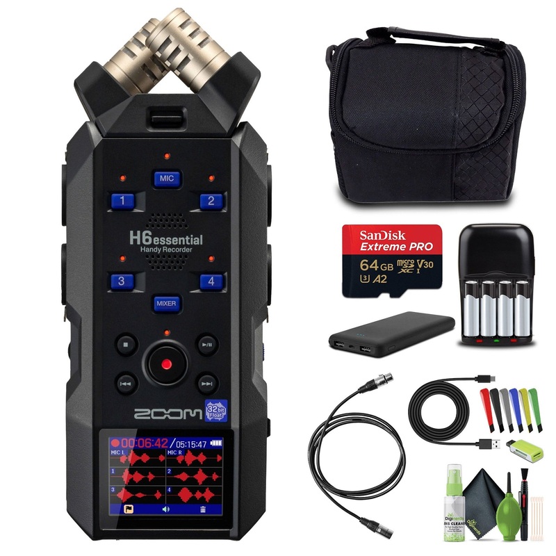 Zoom ZH6E H6essential Handy Recorder 6 Tracks & 32-Bit Float Recording  Bundle