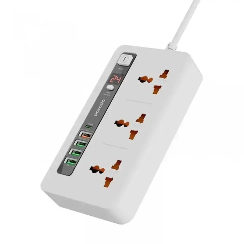 Porodo Multi-Port Power HUB 4 USB-A/USB-C Ultimate Home & Office Kit 2M PD-FWCH013-WH   White